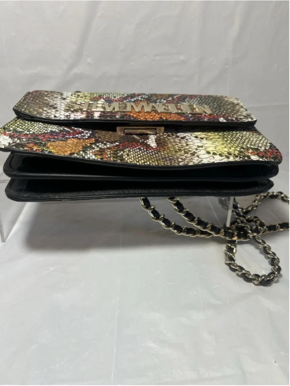 Steve Madden BVANTASTIC Rainbow Snake Print Crossbody chain strap new